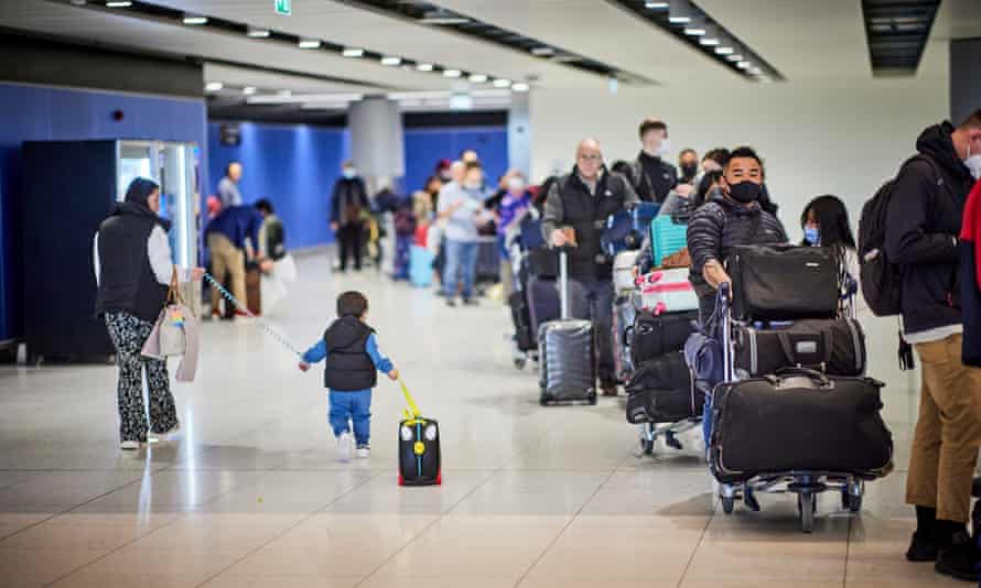 Long queues for check-in at Manchester airport