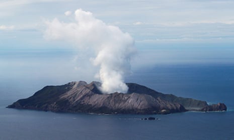 Aa aerial view of the Whakaari, also known as White Island volcano on 12 December 2019