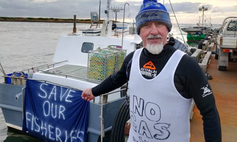 Tony ‘Bear’ Alexander protesting against seismic testing off King Island.