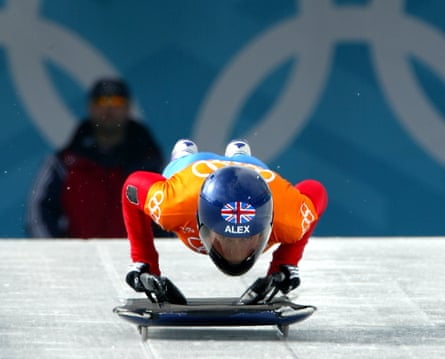 Britain’s Alex Coomber of Britain practises for the women’s skeleton at the Salt Lake 2002 Winter Olympic