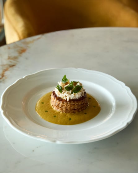 Brasserie Constance’s crab vol-au-vent pinch coronation remoulade.