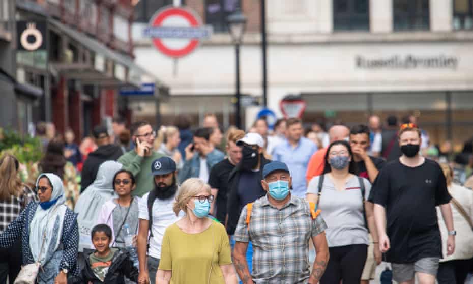Masked shoppers in London