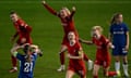 Gemma Bonner (centre) celebrates scoring Liverpool’s winner in added time