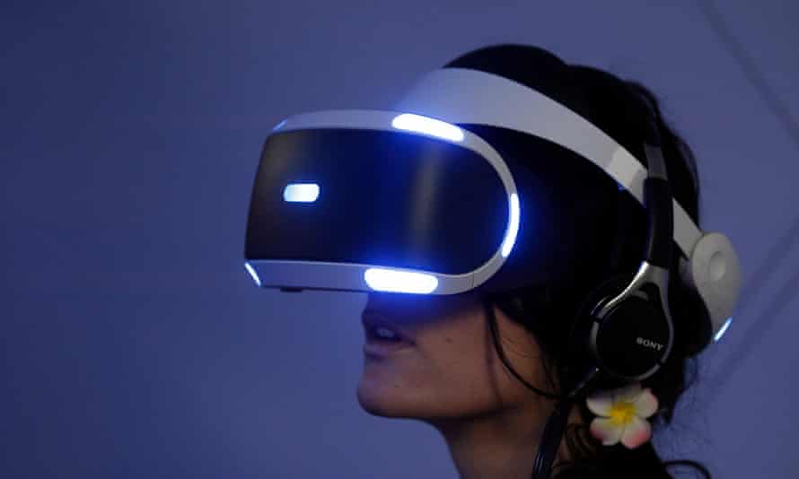 A gamer with the PlayStation VR headset.
