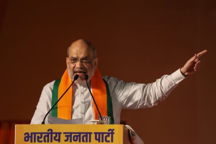 Home minister Amit Shah addresses a public rally ahead of Maharashtra State Assembly Elections in Mumbai, India, 12 November 2024.