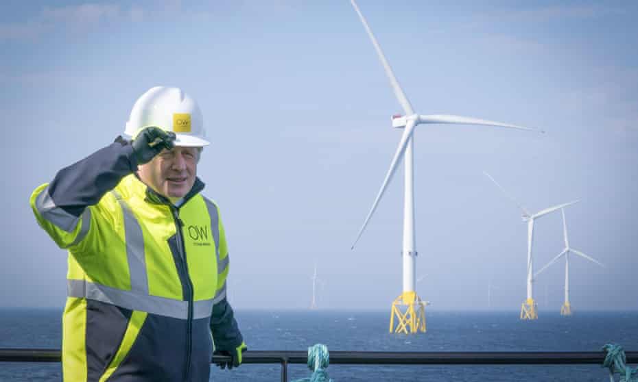 Boris Johnson visiting the Moray offshore wind farm, off the Aberdeenshire coast. 