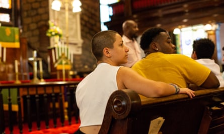 Emma Gonzalez, one of the leaders of the March for Our Lives movement, visiting Mother Emanuel church in Charleston, the site of a 2015 mass shooting, on July 31, 2018.