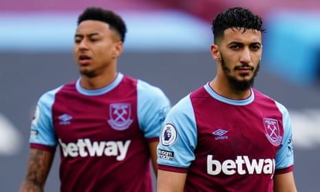 Saïd Benrahma (right) and Jesse Lingard pictured in May 2021 during their time together at West Ham.