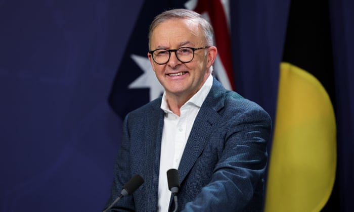 Anthony Albanese speaks to the media during a press conference