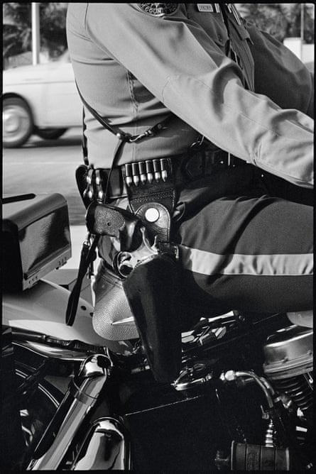 Miami: ‘Of the photos I took on the journey from the airport to the hotel, one of the most striking, for me, is of an armed policeman on his motorcycle. His gun was framed perfectly through the window, and I managed to focus on his gun and ammunition. It was still slightly shocking for us to see a gun in real life’