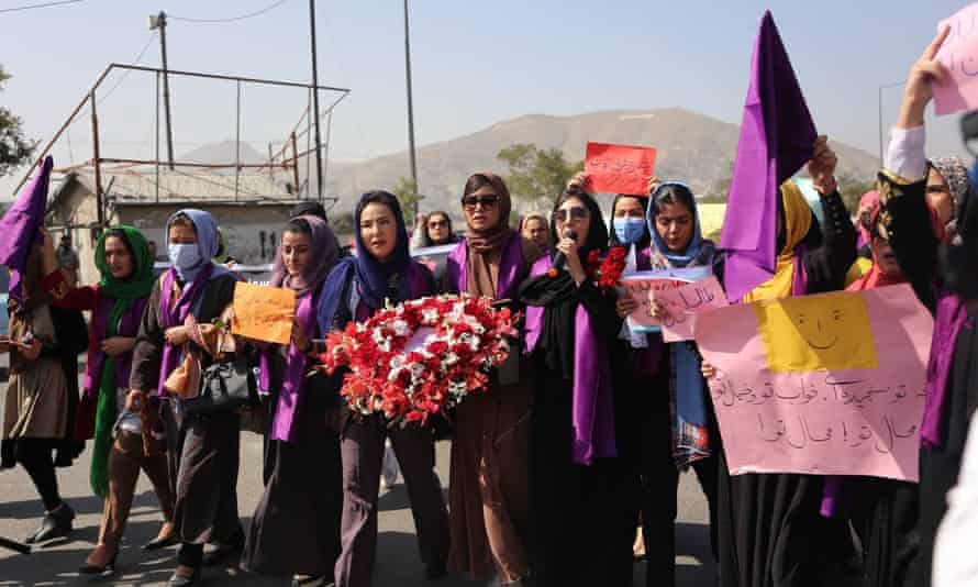 Women in Kabul rallied for their rights.