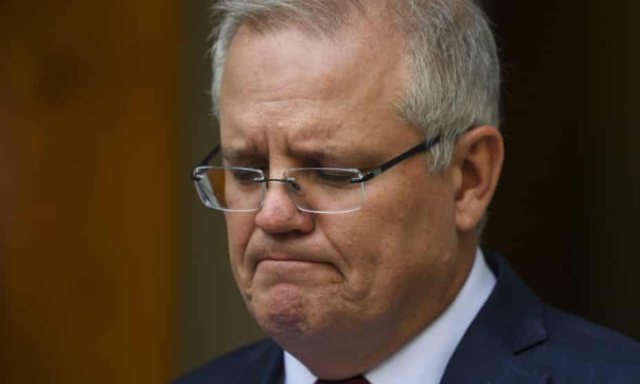 Scott Morrison speaks to the media during a press conference at Parliament House