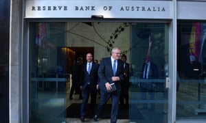 Josh Frydenberg and Scott Morrison leave the Reserve Bank building