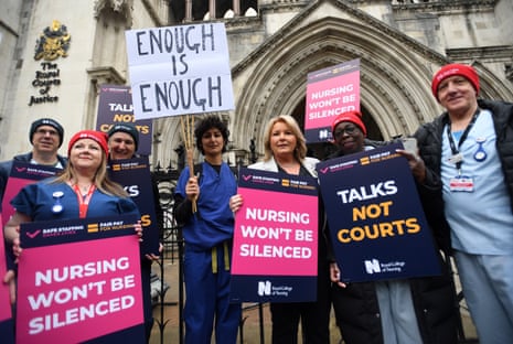 Pat Cullen with RCN colleagues outside the Royal Courts of Justice today.