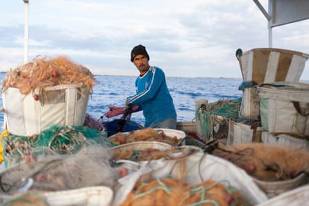 Mediterranean fisher on boat