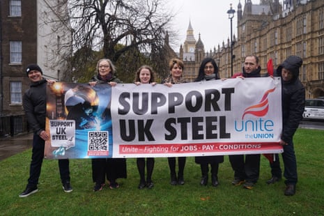 Gill Furniss, Olivia Blake, Emma Hardy and Zarah Sultana join workers from Tata's Port Talbot steelworks