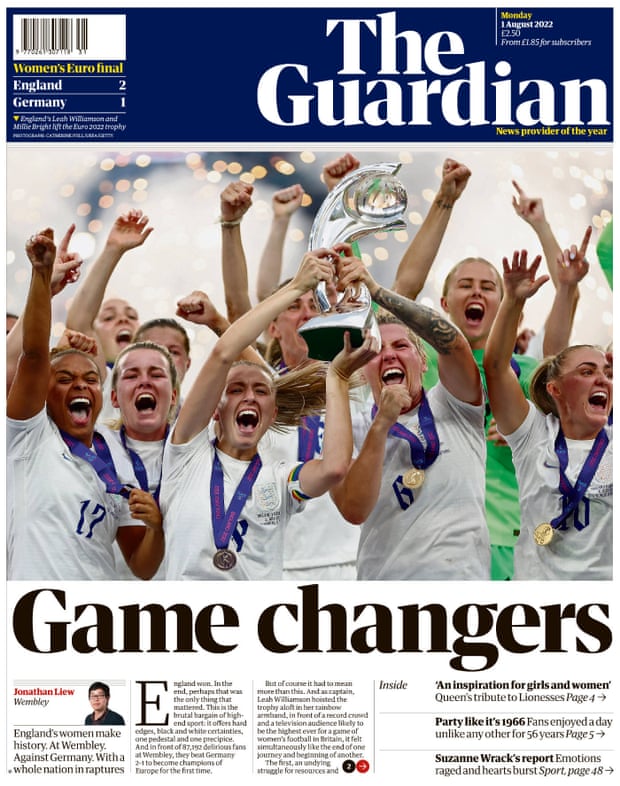Guardian front page 1 August