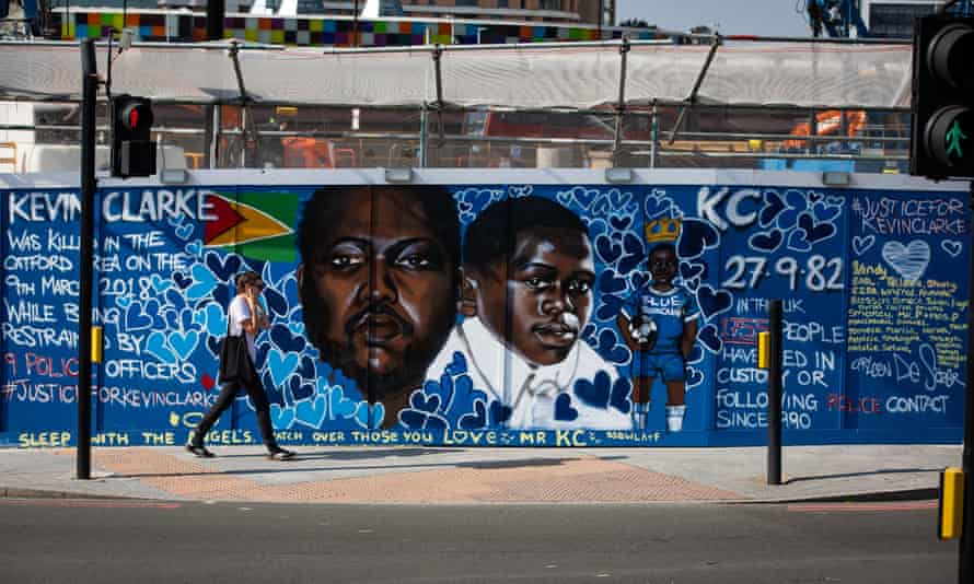 A mural commemorating Kevin Clarke, who died after he was restrained by Metropolitan police officers in March 2018, in Lewisham, south London