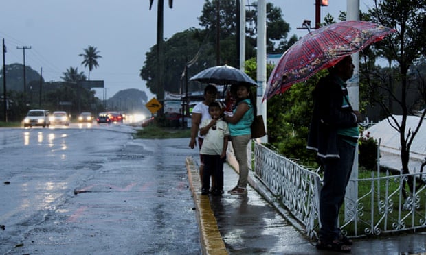 A rain-soaked street in Tuxtla Chico, Chiapas state, as Hurricane Agatha made landfall in southern Mexico.