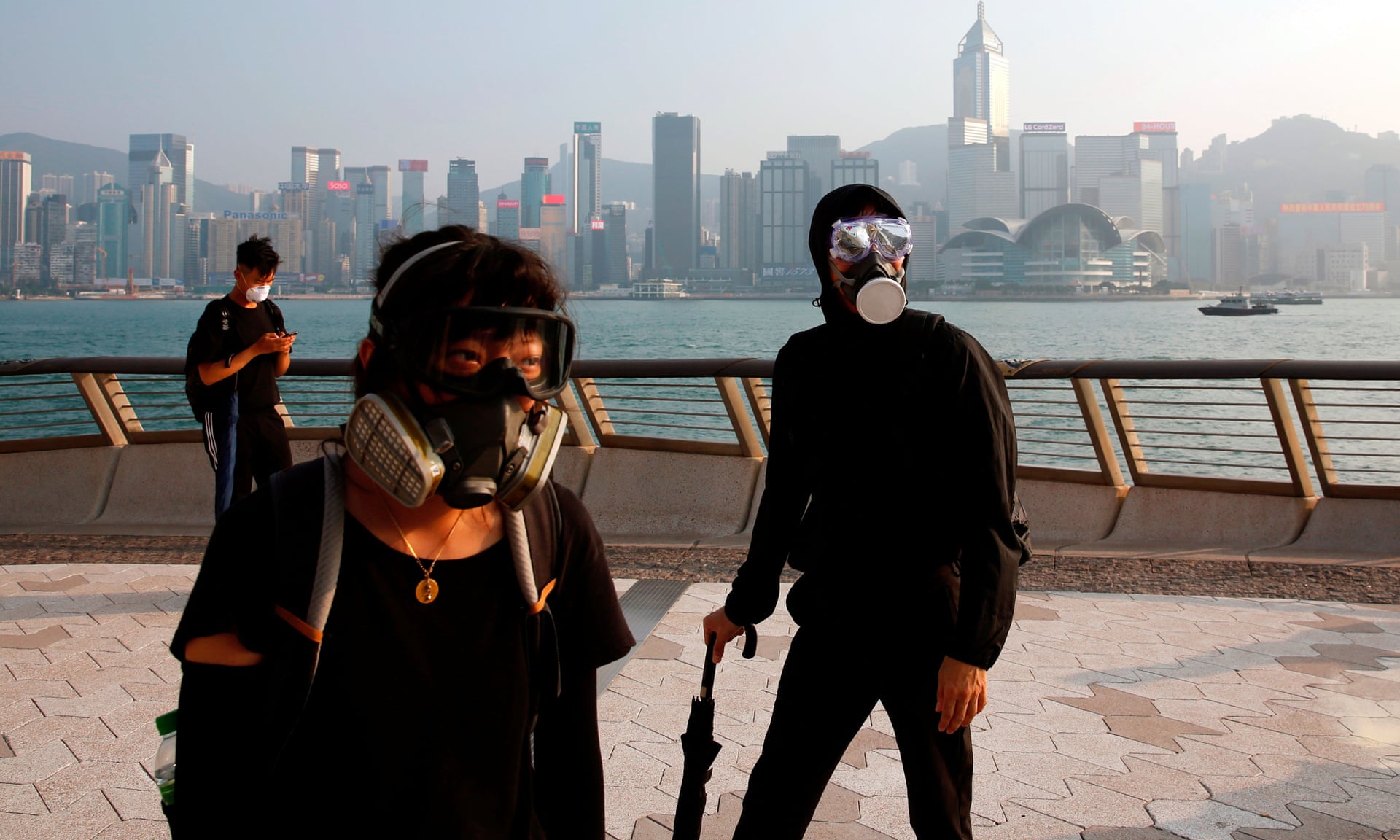 ‘Vast numbers still turn out for unauthorised protests, wearing masks to taunt the administration and underscore its impotence.’ Photograph: Tyrone Siu/Reuters
