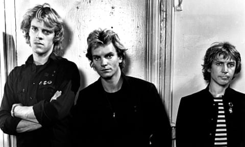 Le groupe The Police à Amsterdam, en juin 1979, de gauche à droite : Stewart Copeland, Sting, Andy Summers