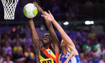 Peace Proscovia of Uganda competes against Scotland at the 2018 Commonwealth Games.
