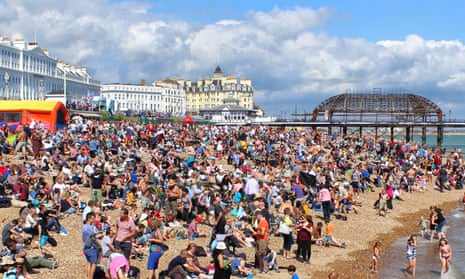 Beach PeopleTightly packed crowds waiting for the air show, Eastbourne 16th of August 2014