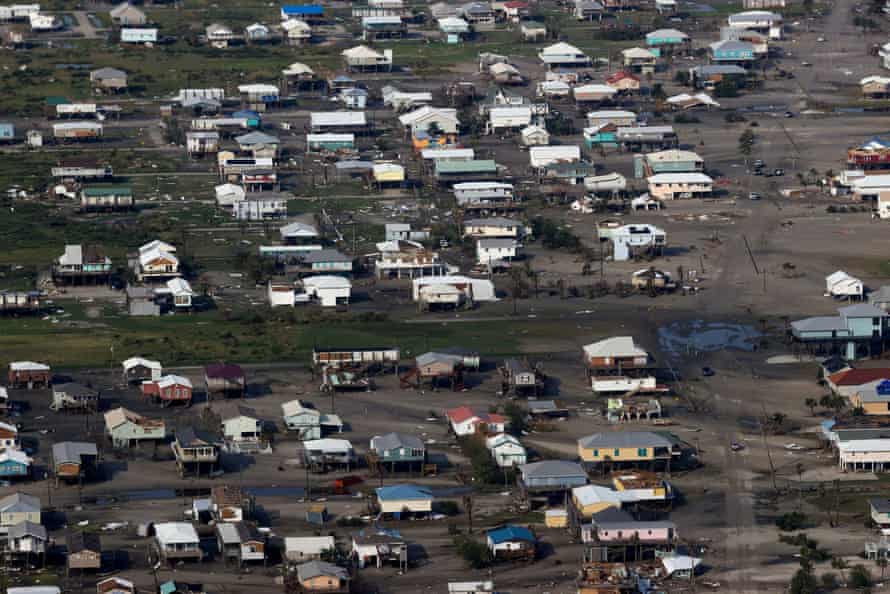 A view shows debris and buildings damaged from Hurricane Ida in Laffite, Grand Isle, in Louisiana, on 3 September 2023.