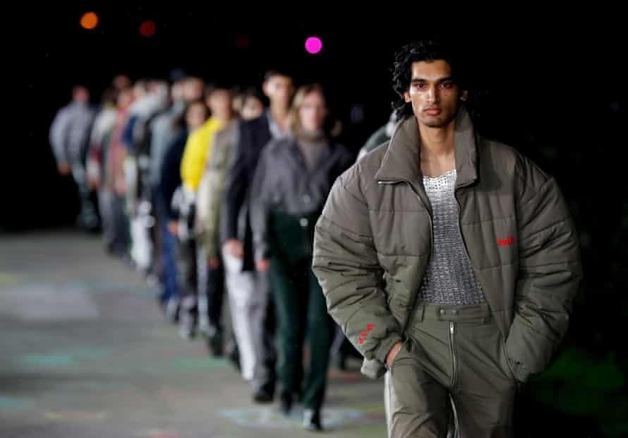 Models present creations by GMBH, during the men's Fashion Week