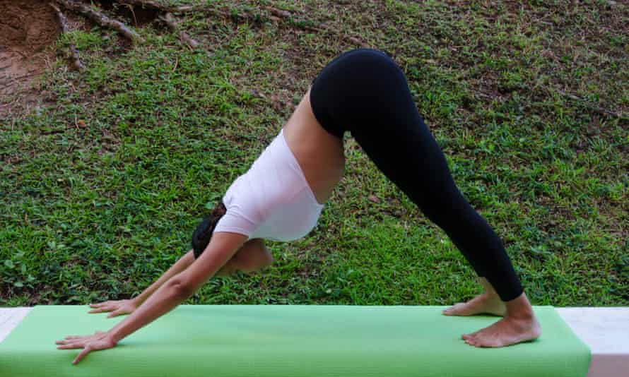 The adho mukha svanasana yoga pose.