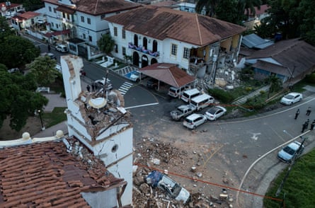 A collapsed cathedral and governor’s office building in Penonome, Panama.