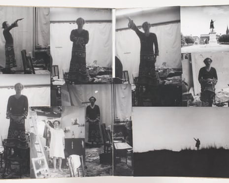 Ghostly and quiet … Kiefer’s Für Jean Genet (For Jean Genet), 1969.
Bound watercolour on paper, graphite, original photographs, hair and canvas strips on cardboard (24 pages), 67 x 51 x 4 cm
Hall Collection. Courtesy of the Hall Art Foundation. © Anselm Kiefer