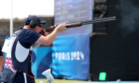 Nathan Hales competes during the trap final.