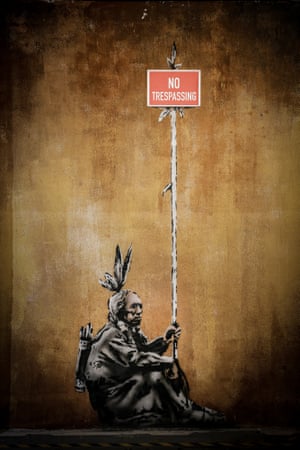A reproduction of Banksy’s graffiti art
