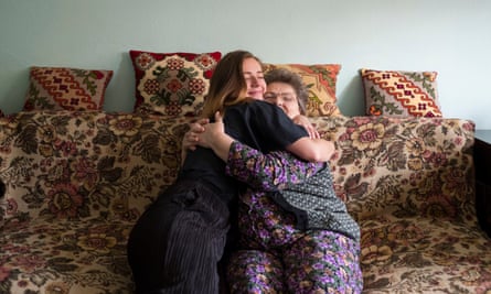 Alexandra Jones, 28, hugs her grandmother Elizabeta Moldovan