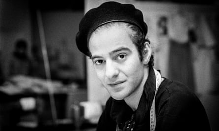 Galliano wearing beret in b/w