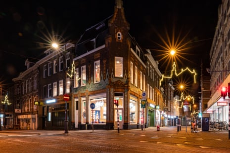 Empty streets are seen on 23 January, 2021 in Haarlem, Netherlands as for the first time in 75 years a curfew is in place in the country as part of a severe lockdown to avoid the further spread of coronavirus.