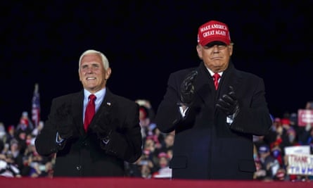 Donald Trump and Mike Pence on 2 November 2020, in Grand Rapids, Michigan.