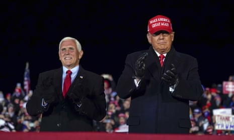 Trump and Pence at a rally in Michigan just before the election in November 2020. The authors interviewed Trump twice for their book, in April and November last year.