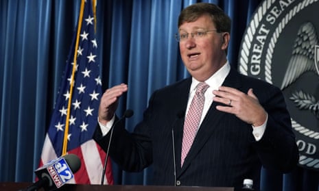 Mississippi governor Tate Reeves the Covid-19 pandemic, during a news briefing on 24 August 2021, in Jackson, Mississippi.