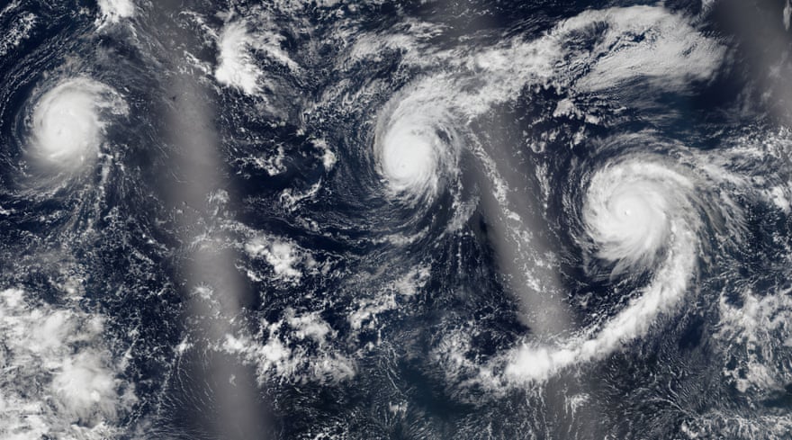 Hurricanes Kilo, Ignacio and Jimena surround Hawaii