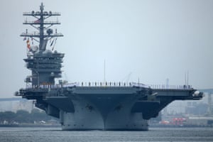File photo of the aircraft carrier USS Nimitz departing San Diego in 2017