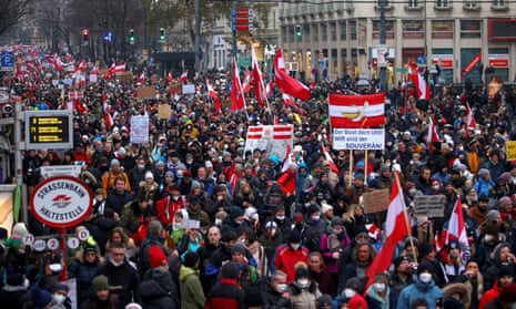 Demonstrators protesting against the vaccine mandate in Vienna in December. 