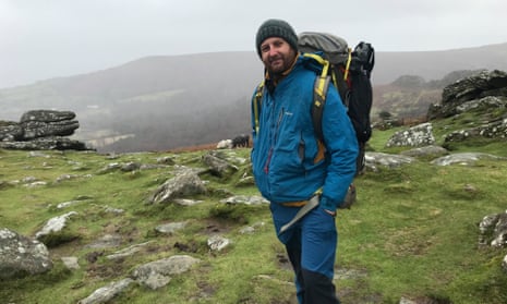 Mark Hayhurst, 43, an outdoors enthusiast and educator on Hound Tor in Dartmoor national park, where he has been camping since he was a child