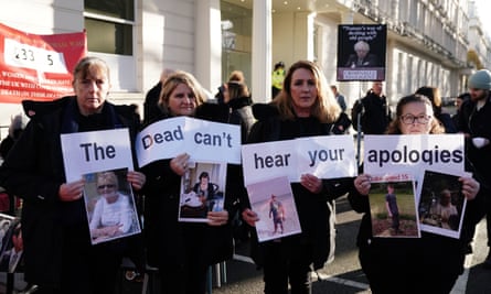 Protesters outside the Covid-19 inquiry in London