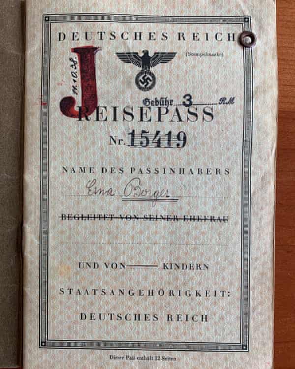 Erna Borger’s passport, stamped with the compulsory ‘J’