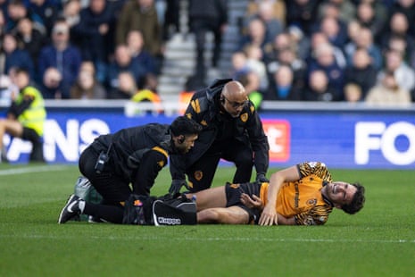 Kyle Joseph of Hull City receives treatment.