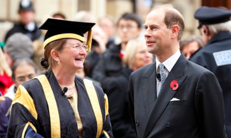 Glynis Breakwell, the vice-chancellor of Bath University, with Prince Edward