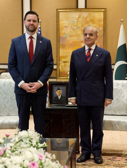 JD Vance and Shehbaz Sharif standing next to each other