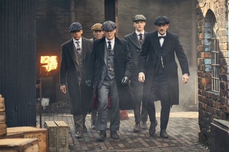 Murphy as Tommy Shelby with his gang in Peaky Blinders series four. Photograph: Robert Viglasky/Caryn Mandabach/BBC